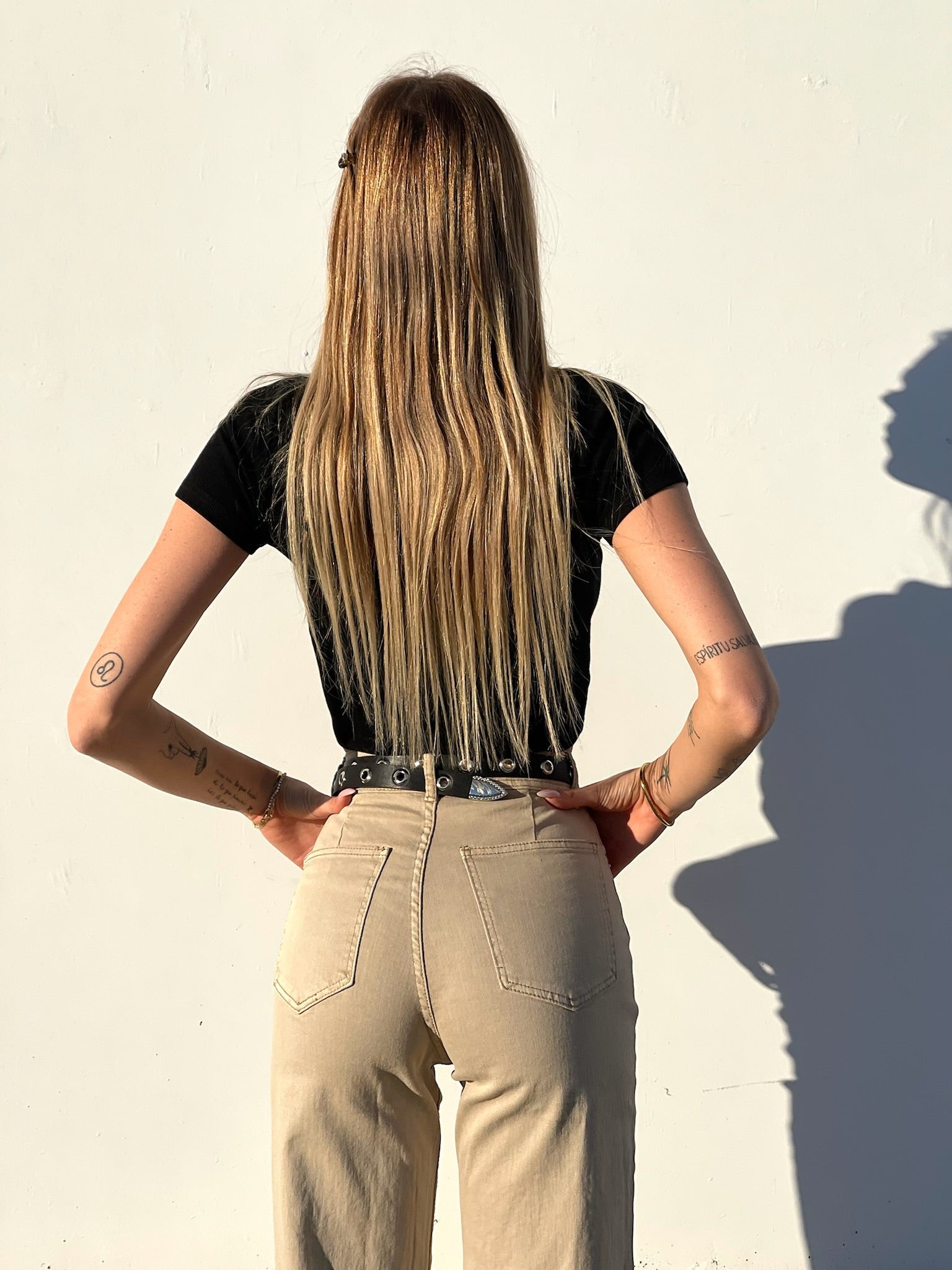 Jeans beige wide leg