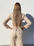 Completo top e pantalone beige