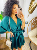 Abito a kimono in raso con cintura