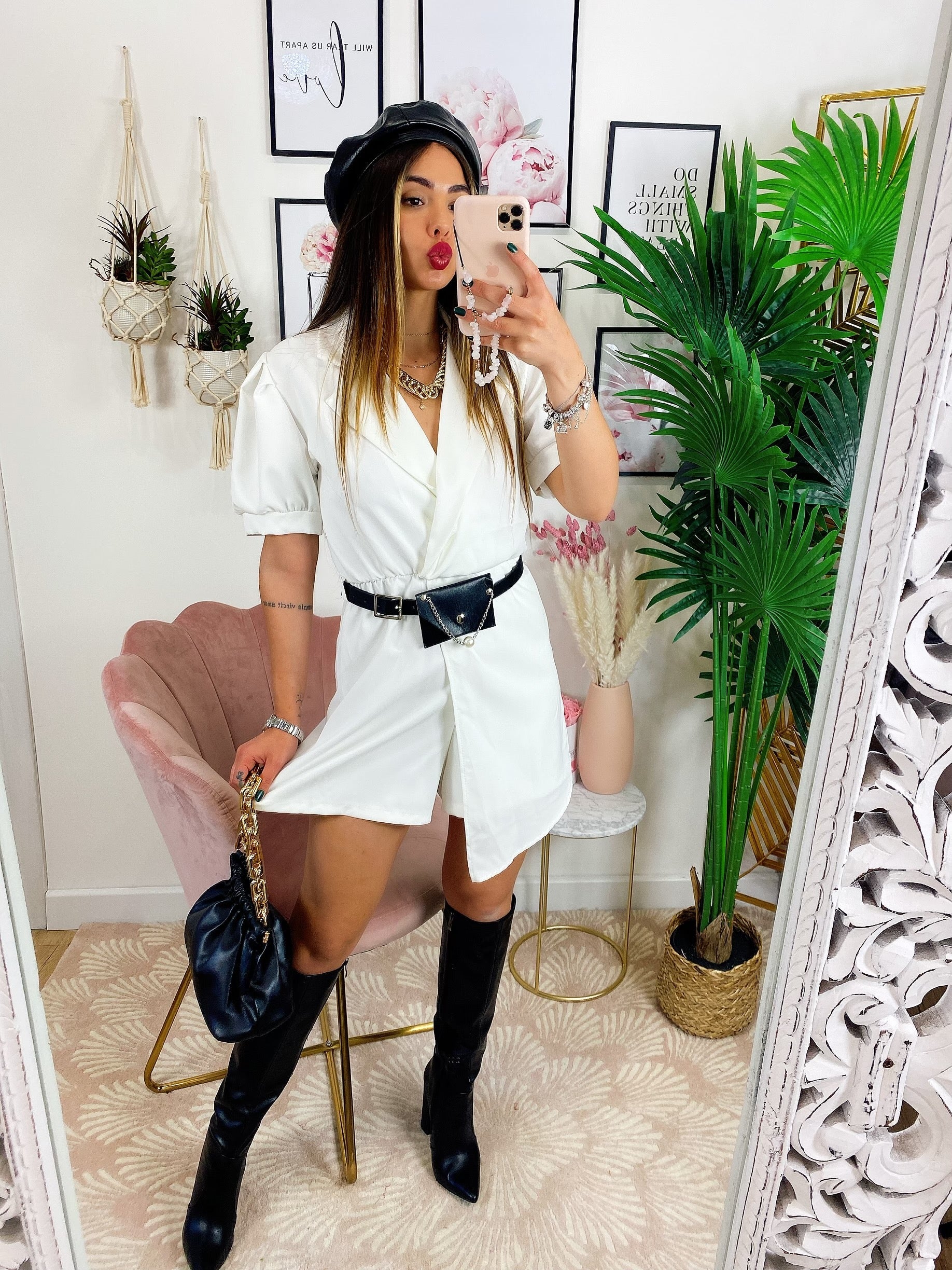 Tutina bianca con borsetta