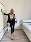 Completo giacca e pantalone strass nero