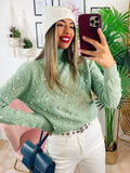 Maglione top quality con perle menta