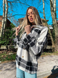 Giacca a quadri primaverile Nera con frange