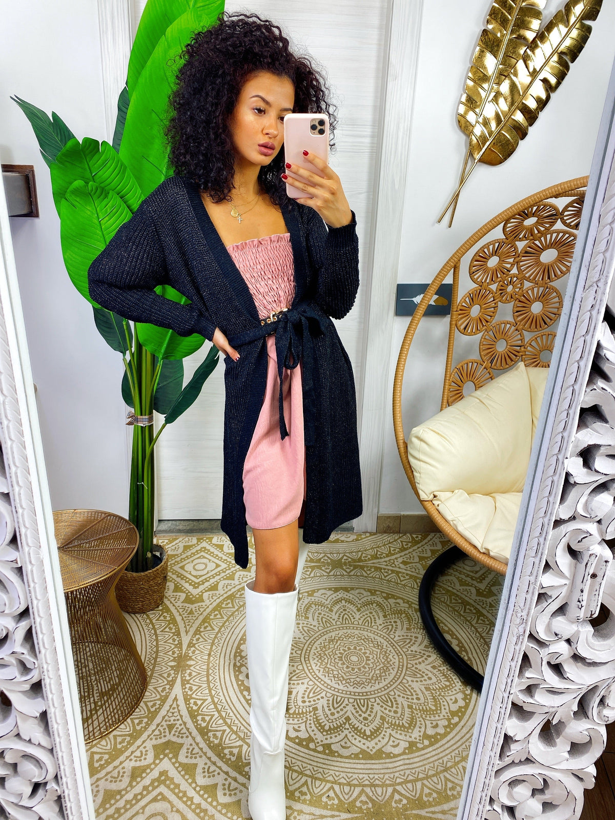 Cardigan in lurex nero