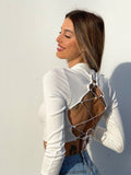 Maglioncino con lacci in strass bianco