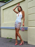 Abito con frange e paillettes bianco
