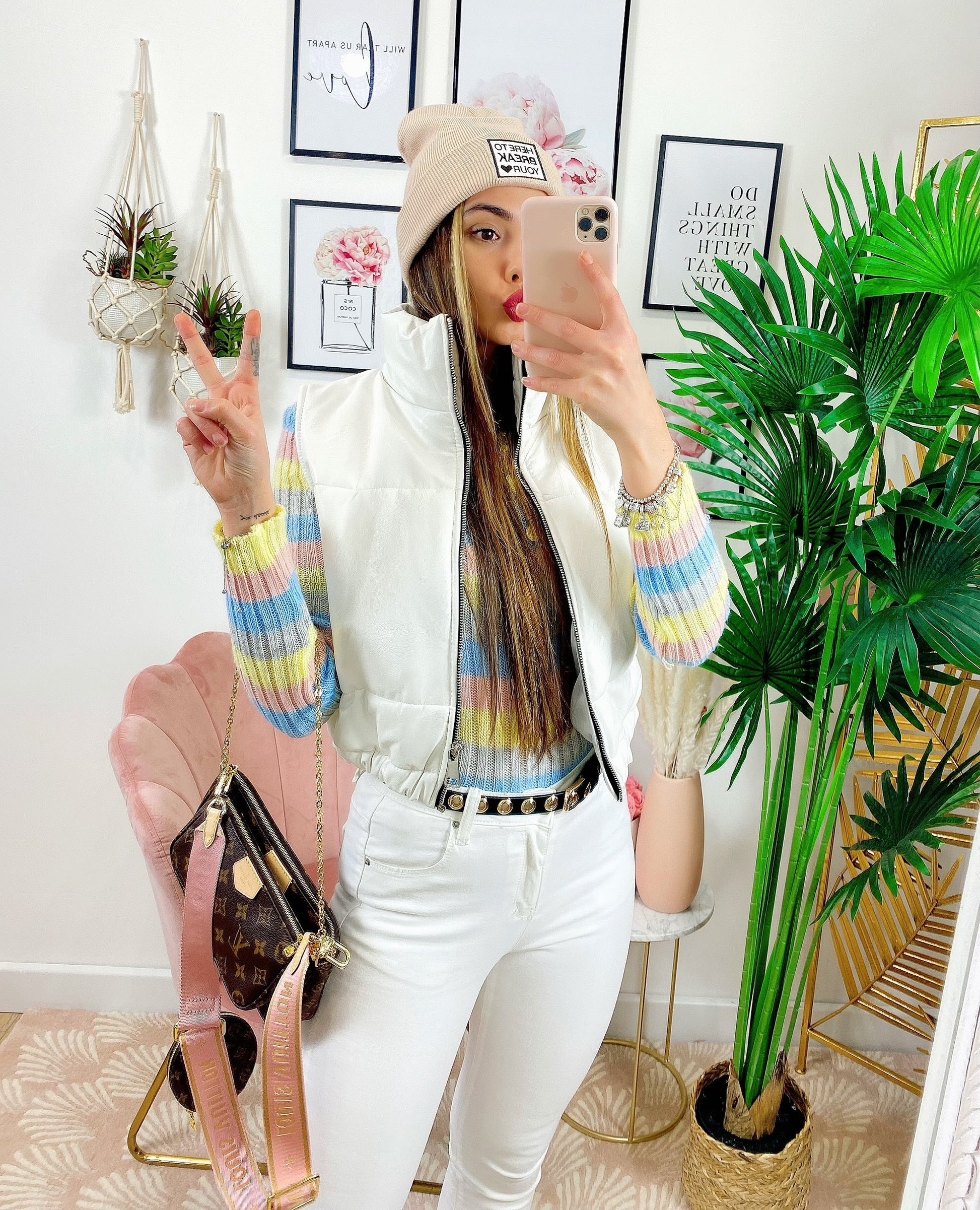 Bomber in ecopelle smanicato Bianco