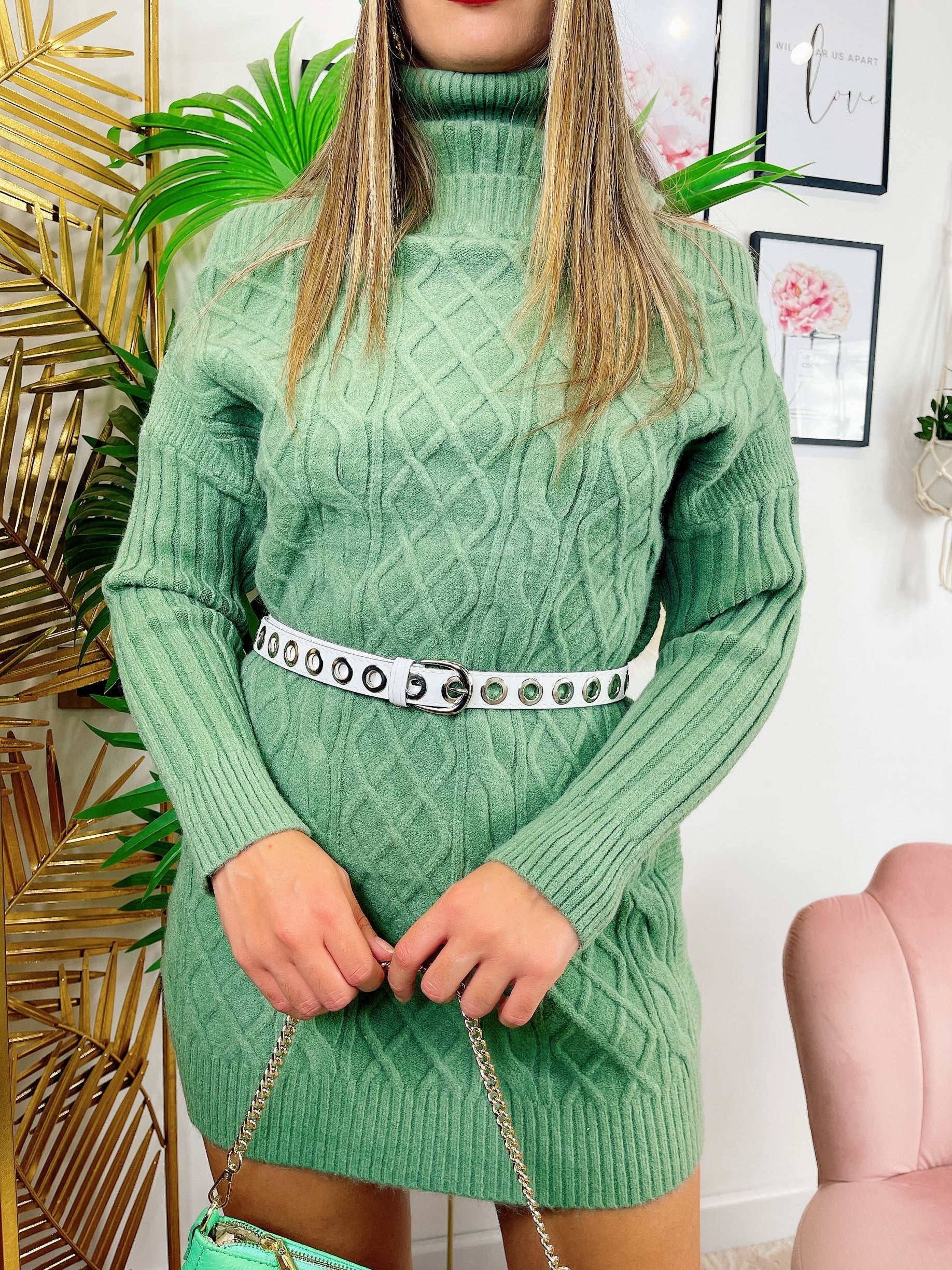 Maxi maglia a collo alto menta