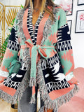 Cardigan con frange menta