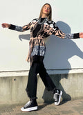Cardigan con frange e cinta dettaglio Cipria
