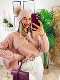 Maglione top quality collo a Camicetta e fiocco rosa