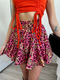 Gonna a ruota animalier fuxia