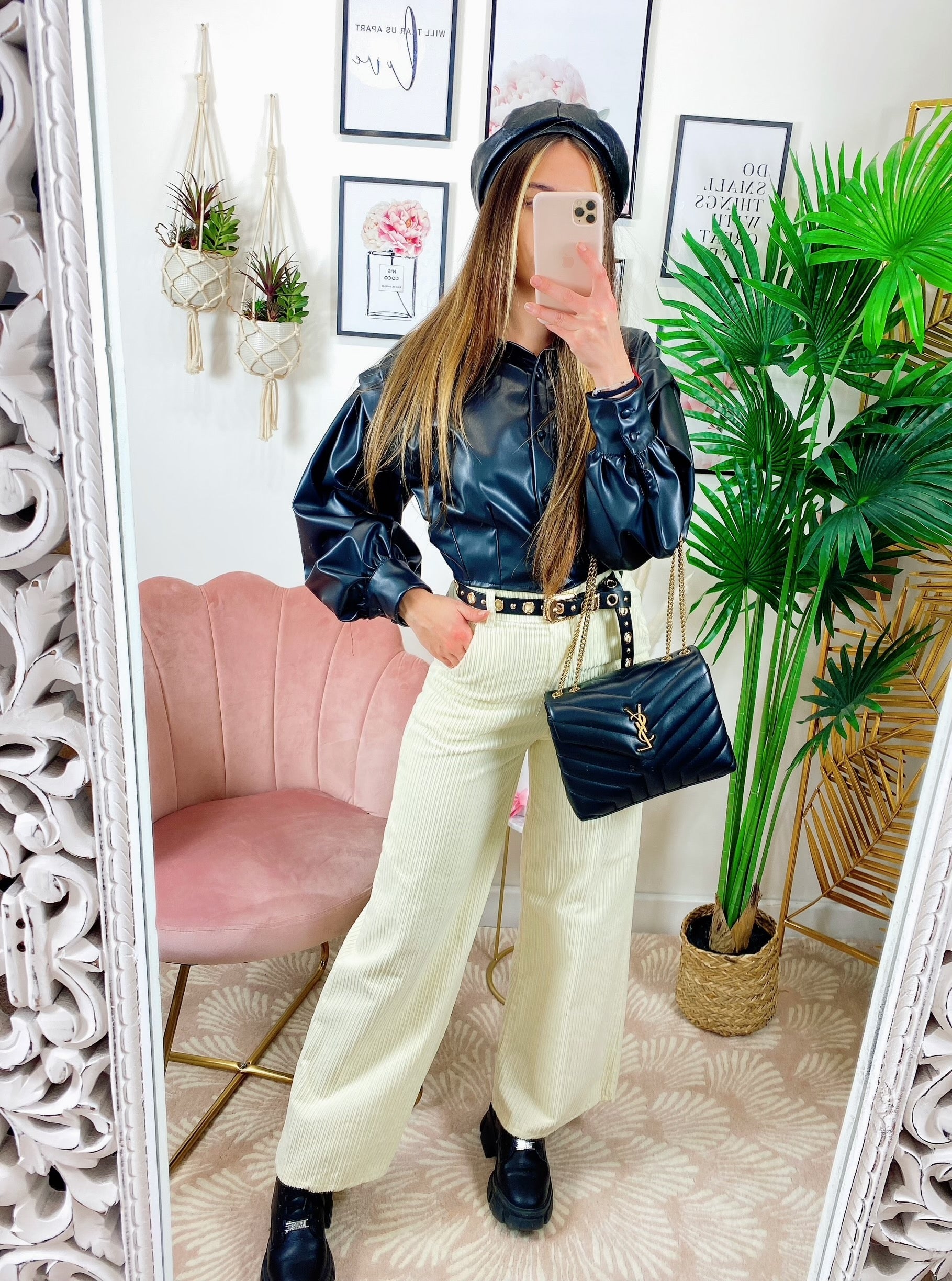 Pantalone a zampa larga a costine