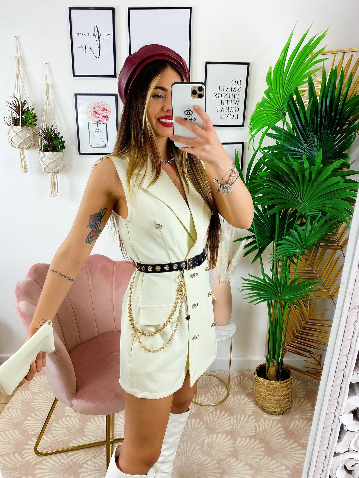 Tutina  a Blazer con borsetta Beige