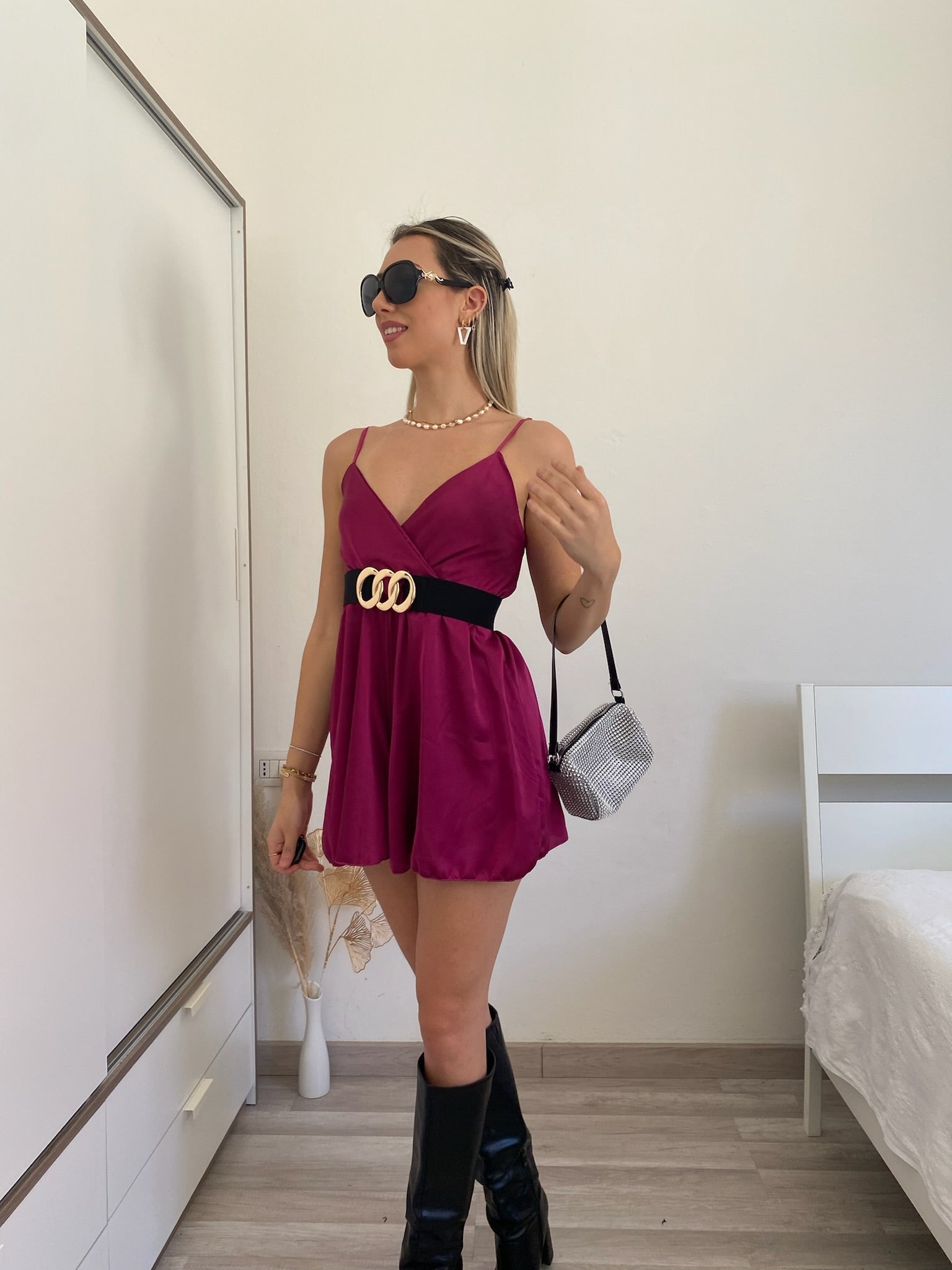 Tutina in raso ciliegia