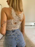 Bralette in pizzo bianca con farfalla