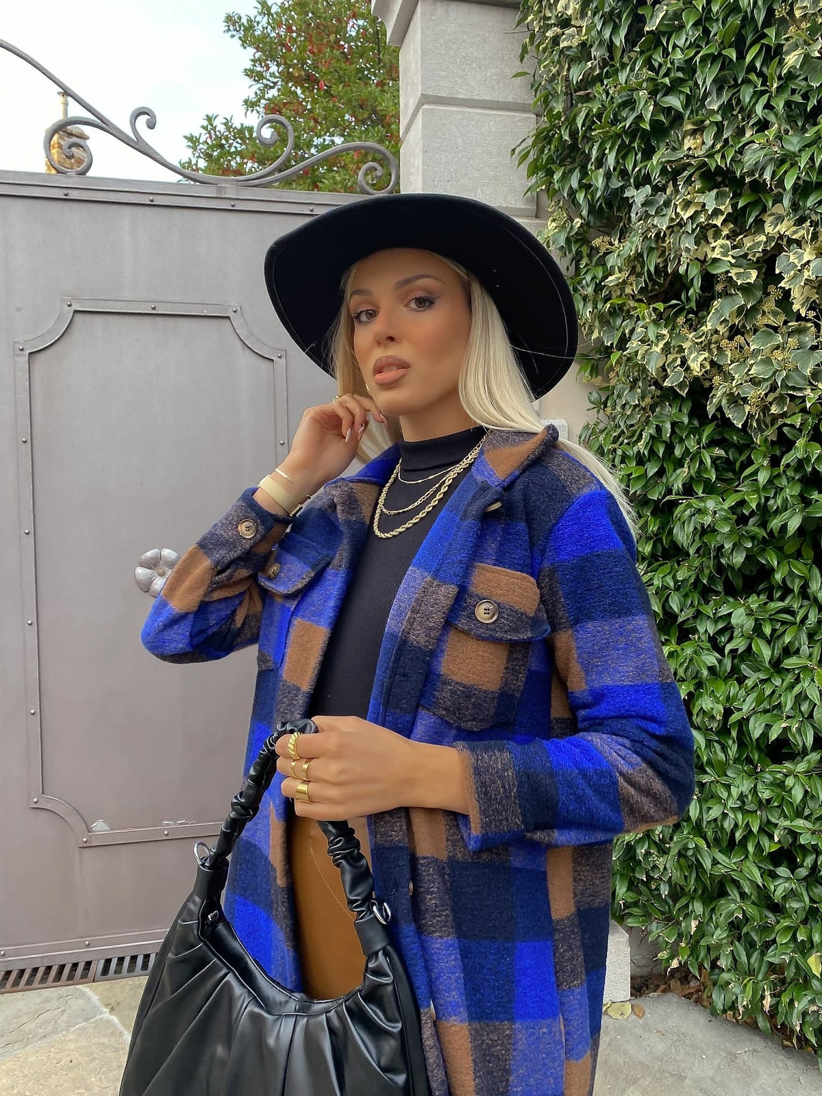 Maxi camicione a quadri blu