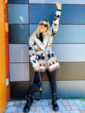 Cardigan frange e cinta con cavallo celeste