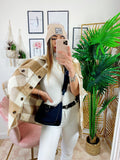 Giacca a quadri Beige con tasche