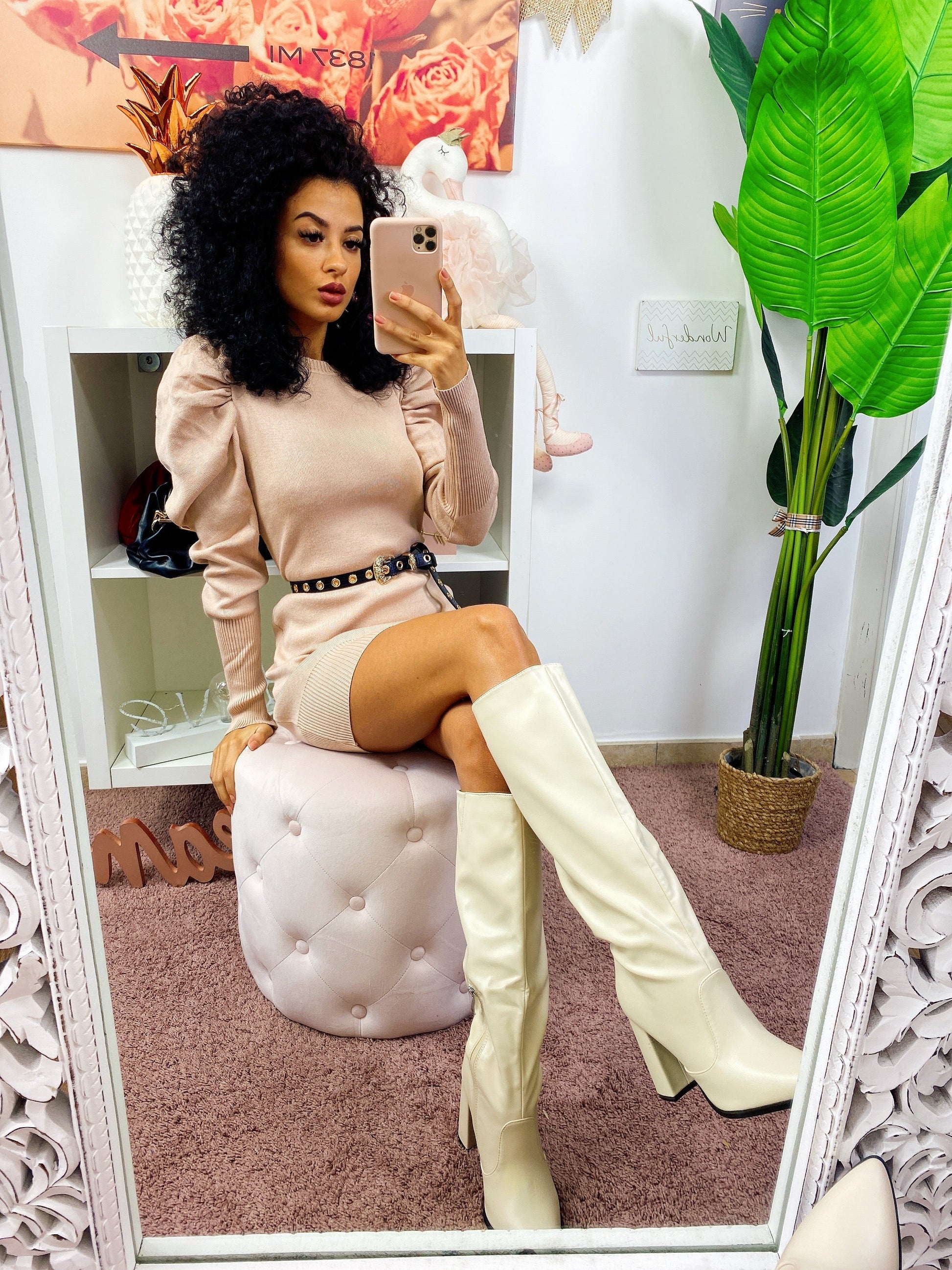 Abito in maglia Beige