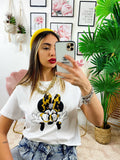 T-shirt con stampa fiocco maculata