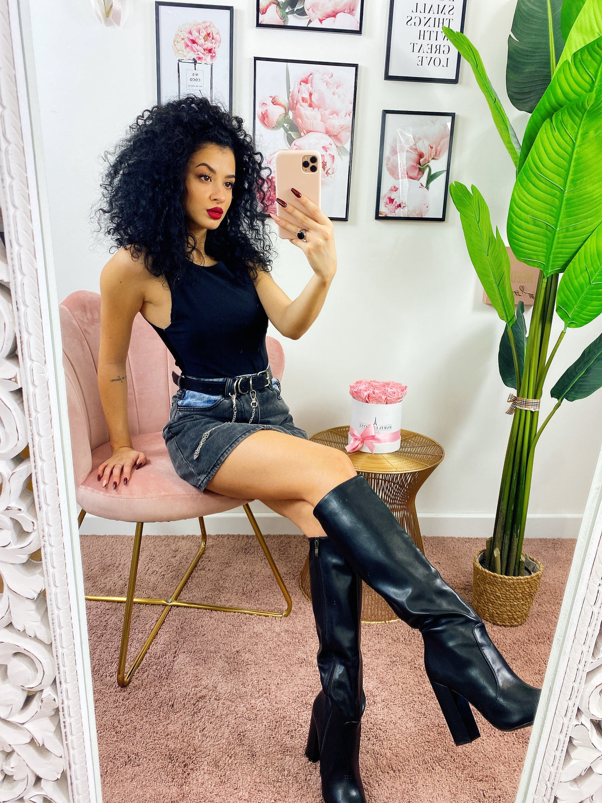 Gonna di Jeans compresa cintura Black