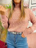 Maglione top quality con perle rosa