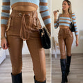 Leggins in eco-pelle con catene Camel