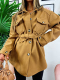 Giacca Camel in panno con cintura