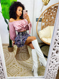 Top in raso manica lunga rosa