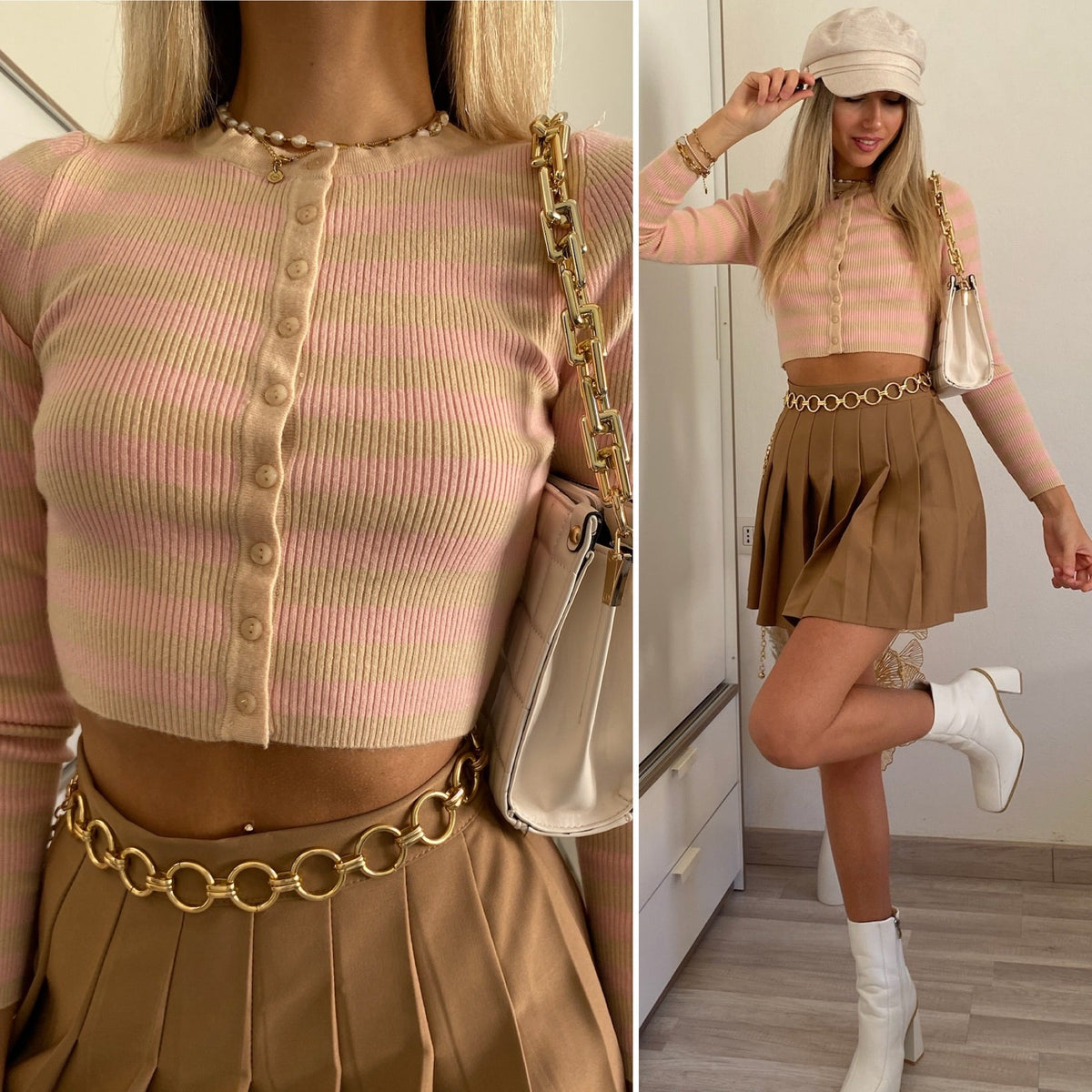 Maglioncino crop a righe nude