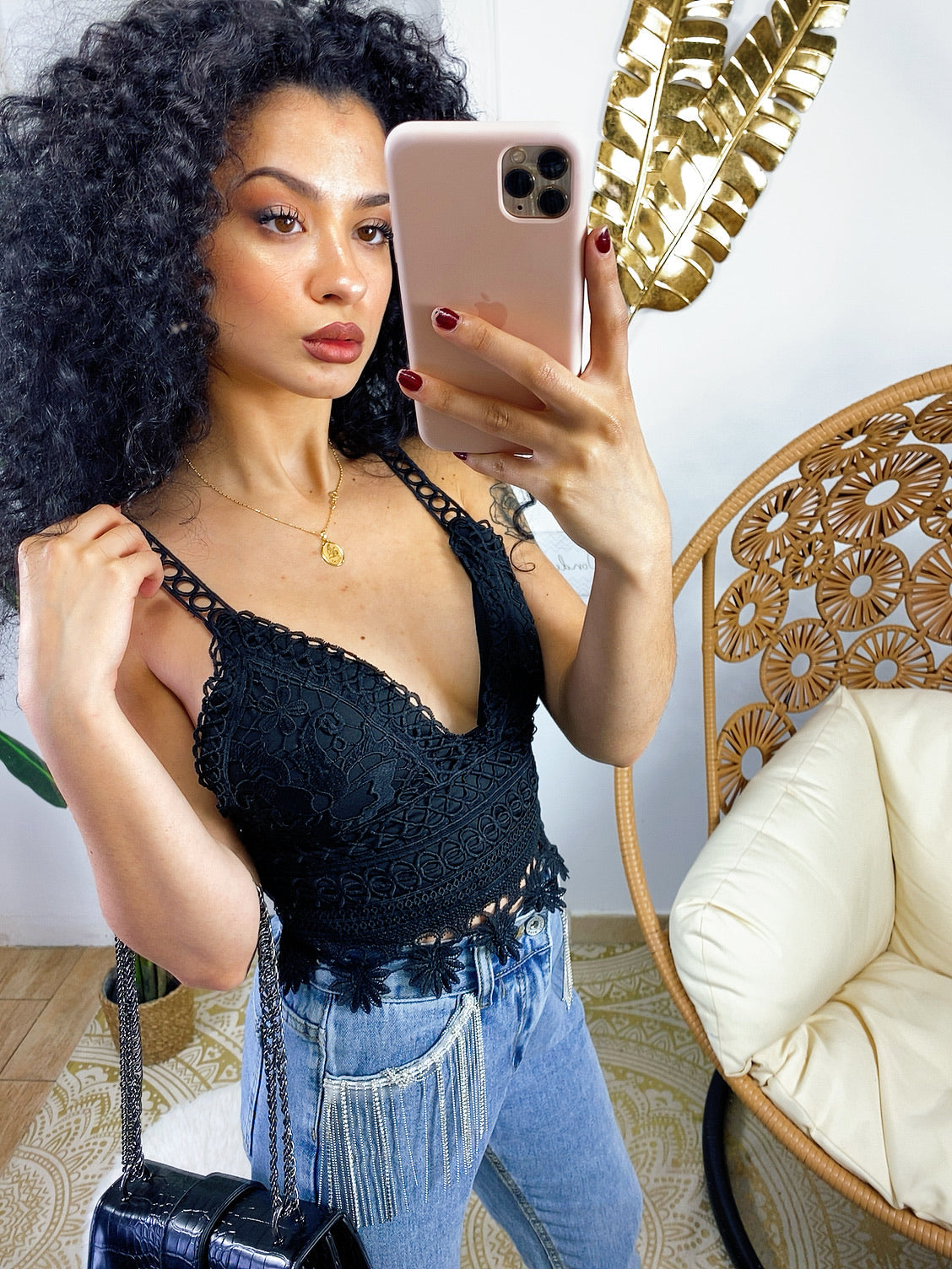 Bralette in pizzo con fiori