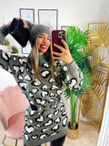 Maxi maglione morbidissimo con cuori Grigio