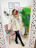 Giacca Beige in panno con cintura