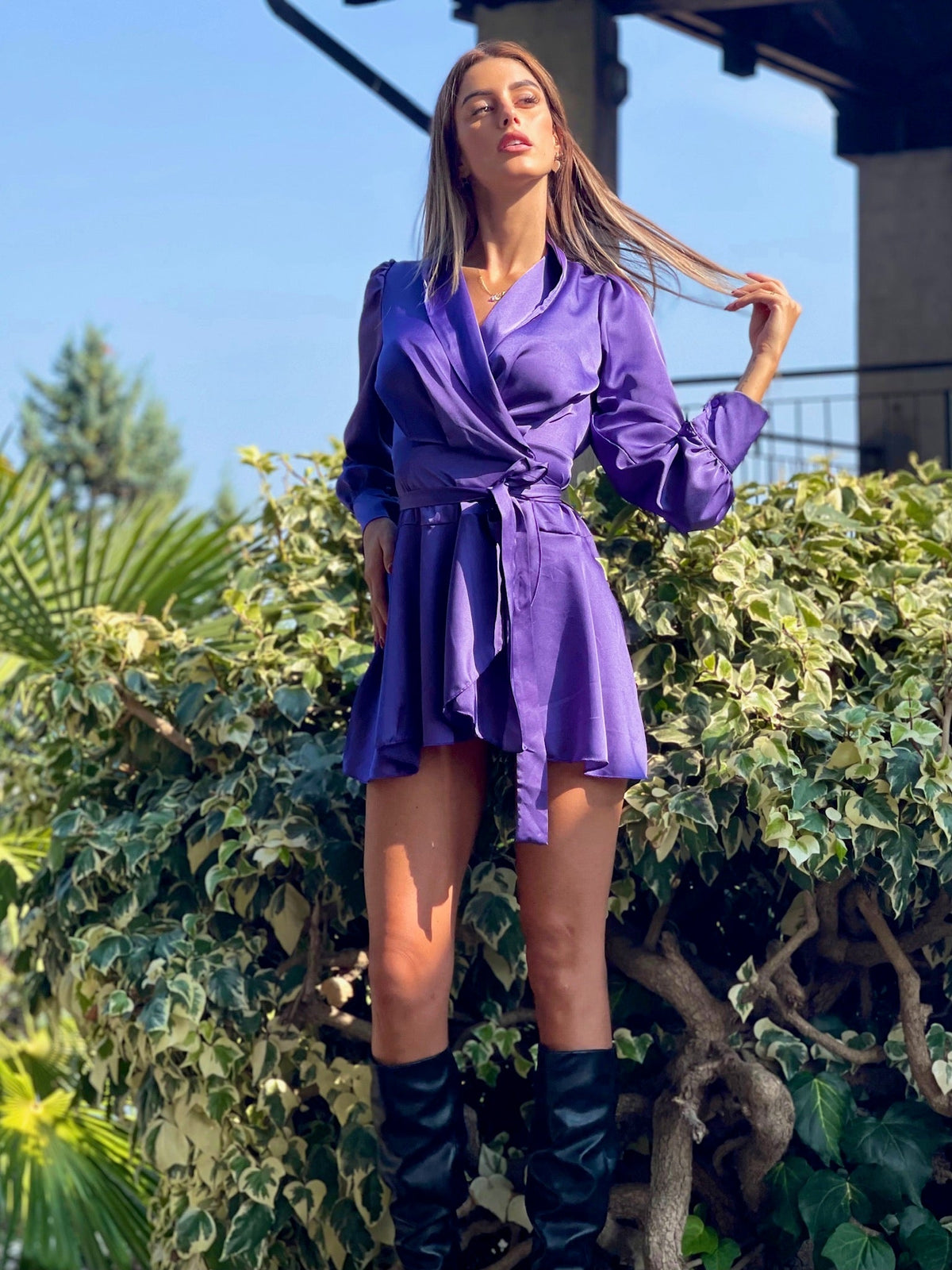 Abito in raso purple