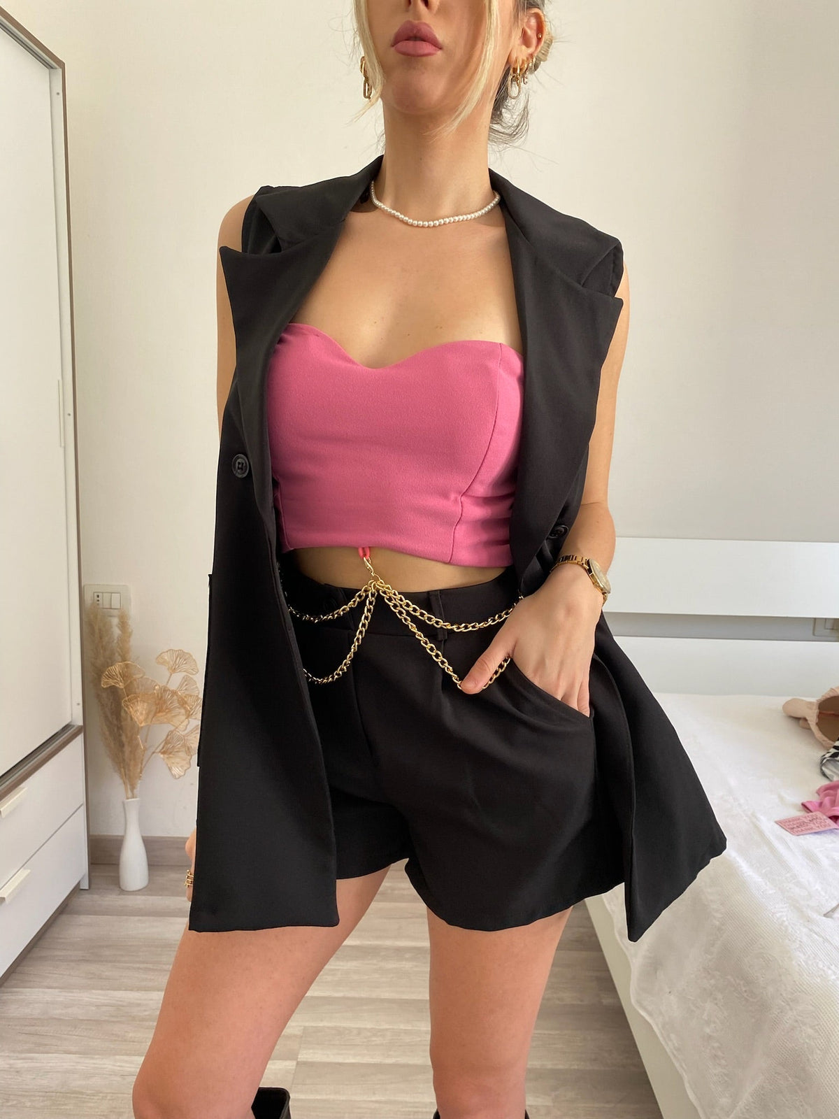 Completo gilet e short nero