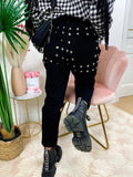 Jeans con borchie posteriori Nero