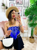 Top stampa bandana blu