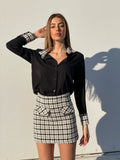 Camicia nera con dettaglio tweed