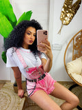 T-shirt Con scritta Fuxia