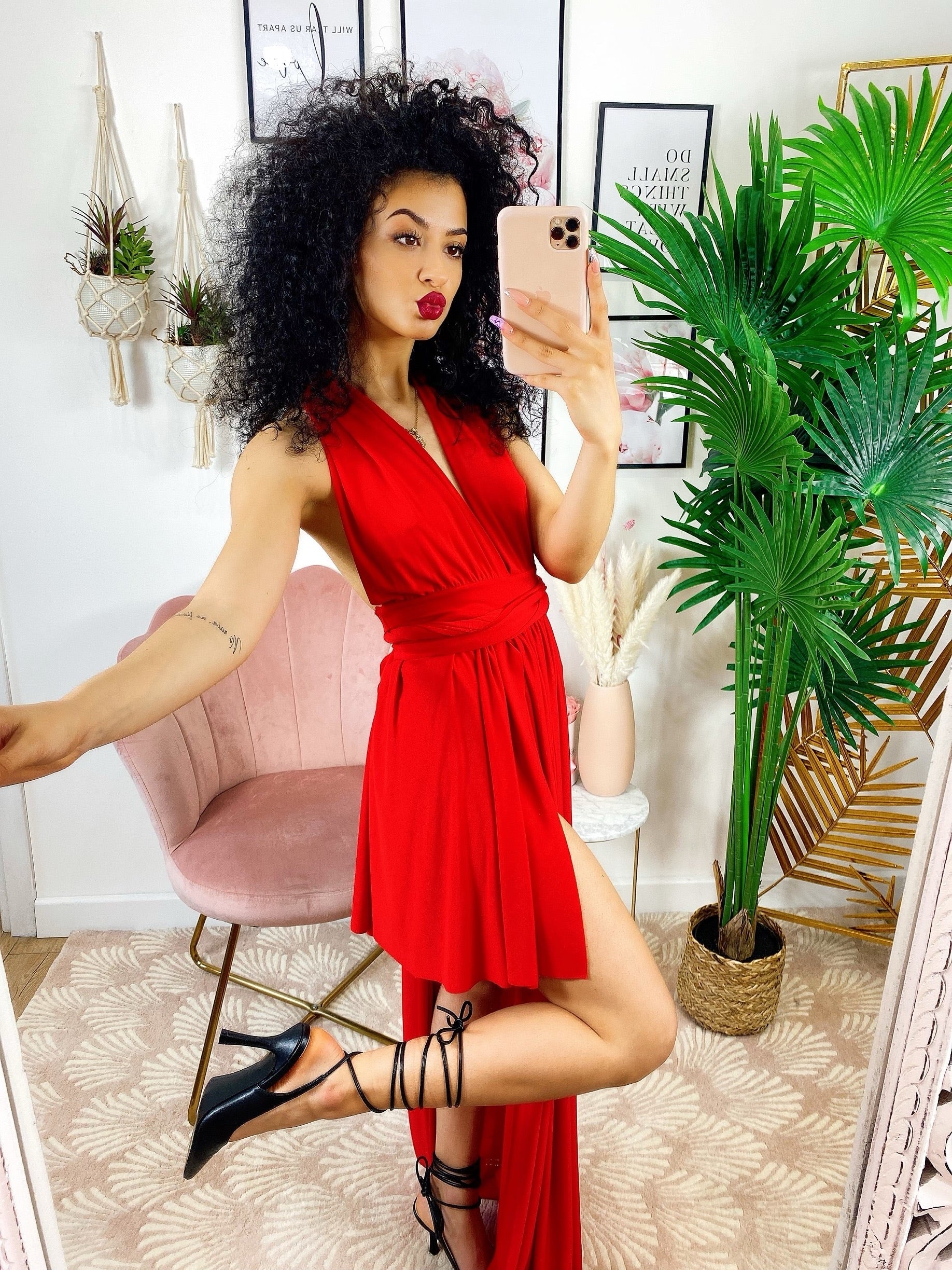 Dress Red carpet rosso gonna corta
