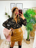 Body con fiori base nera