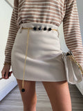 Gonna beige con cintura
