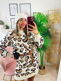 Maxi maglione morbidissimo con cuori beige