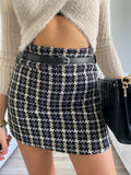 Gonna in tweed nero beige