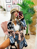 Cardigan con frange e cinta dettaglio Cipria