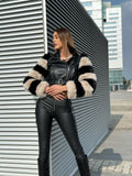 Pantalone in ecopelle con lacci laterali