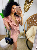 Abito in cotone rosa con scollo