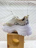 Sneakers Beige  con dettaglio pitonato