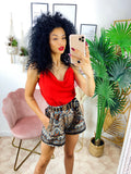 Short etnico dettaglio marrone